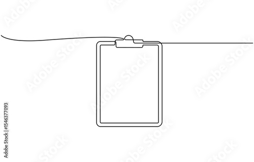 Clipboard with checklist icon continuous one line drawing of outline vector illustration, Single line art of check mark, Clipboard with checklist. Continuous line one drawing.