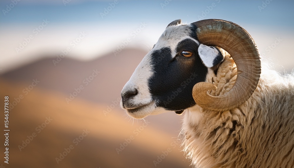 Naklejka premium eid al adha jacob sheep with black and white markings
