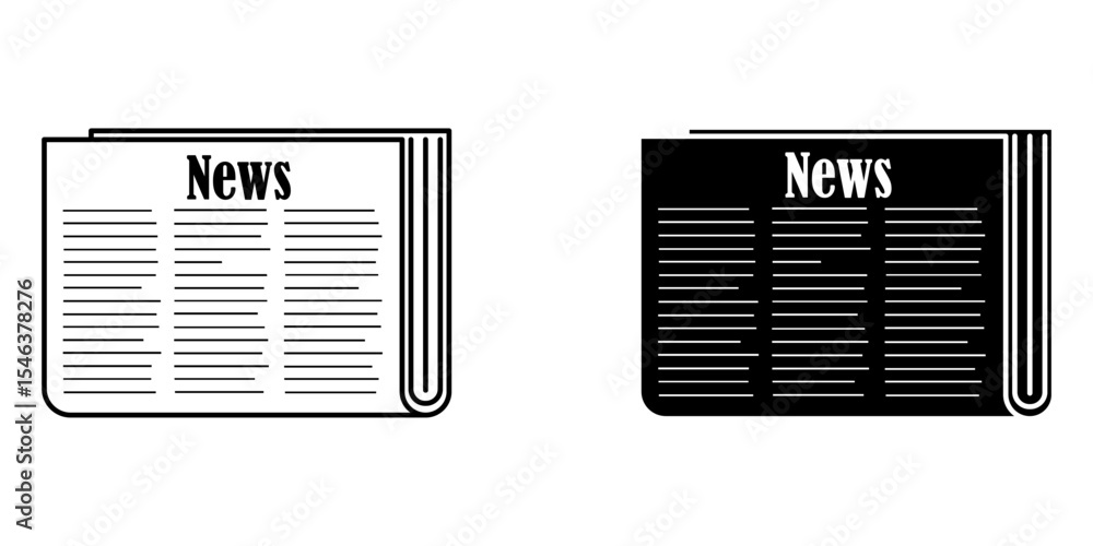 news newspaper icon white on background news newspaper icon white on background