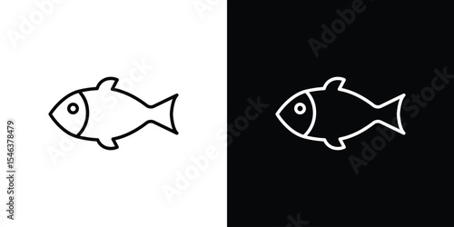 Fish icon in black. flat graphic vector icon