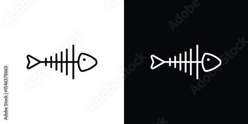 Fishbone icon in black. flat graphic vector icon