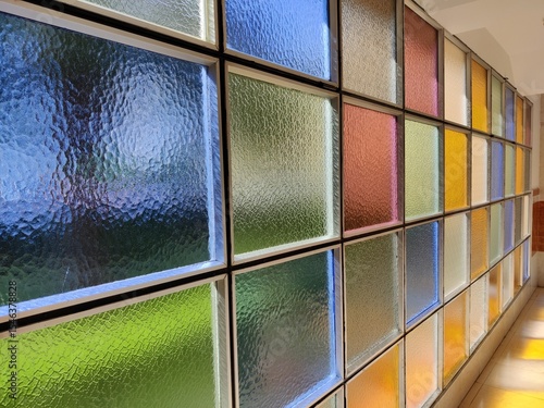 Colored window glasses with reflection