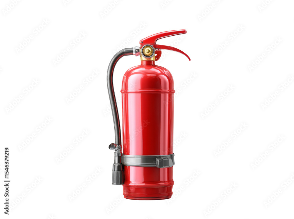 Obraz premium Red fire extinguisher safety equipment emergency preparedness, Isolated On White, Png Transparent