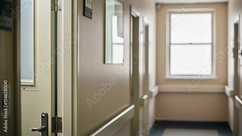 Wallpaper Mural Thoughtful healthcare professional in medical corridor wearing face mask during pandemic looking out of window Torontodigital.ca