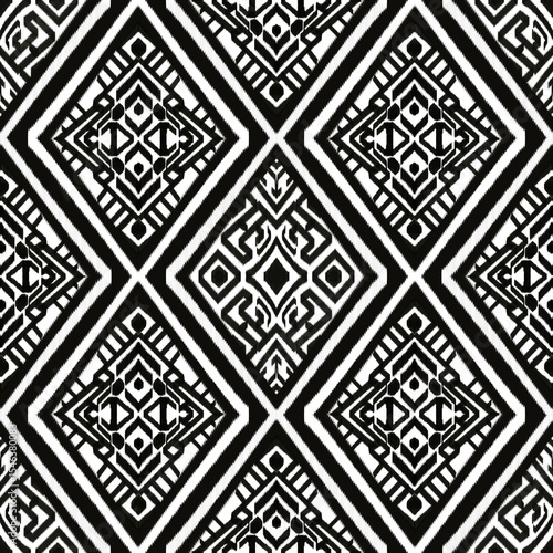 Wallpaper Mural This high-contrast black and white Ikat pattern features intricate Thai-inspired motifs in a diamond layout.
Perfect for textile design, fabric prints, or cultural digital art projects. Torontodigital.ca