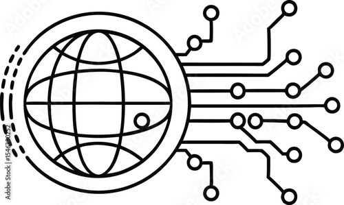 Global Network Connection Illustration A Minimalist Design Representing Worldwide Communication Technology and Interconnectivity in a Clean and Modern