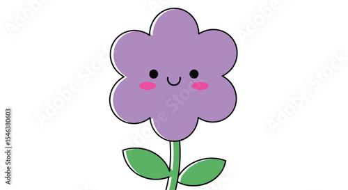 A Little Lovely Animated Flower Waving Happily With Blushy Cheeks And Green Leaves