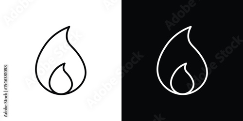 Flame icon in black. flat graphic vector icon