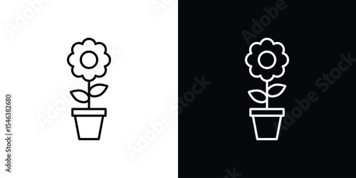Flowerpot icon in black. flat graphic vector icon