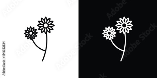 Flowers icon in black. flat graphic vector icon