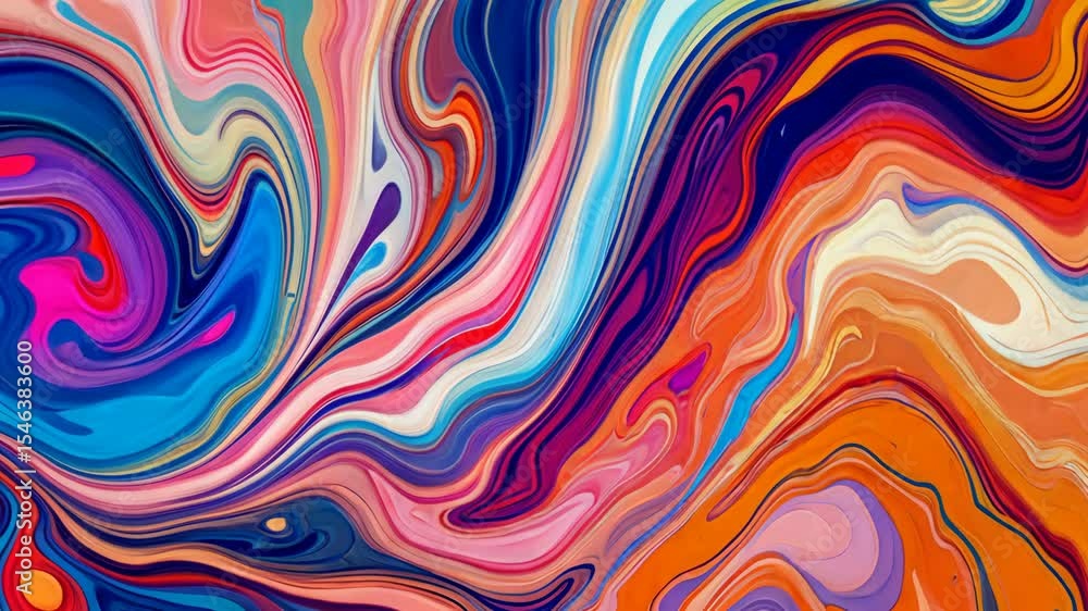 Abstract Fluid Painting with Vibrant Colors and Wavy Patterns Abstract Fluid Painting with Vibrant Colors and Wavy Patterns
