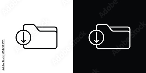 Folder download icon in black. flat graphic vector icon