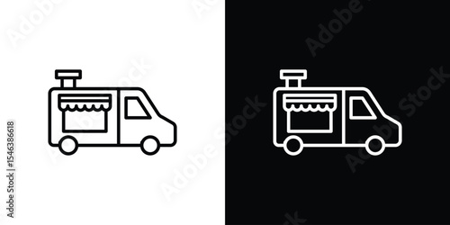 Food truck icon in black. flat graphic vector icon