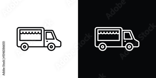 Food truck icon in black. flat graphic vector icon