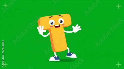 Cute Cartoon Letter T Character Illustration