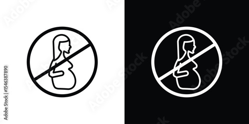 Forbidden pregnant icon in black. flat graphic vector icon