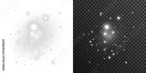 Fototapeta Golden dust glimmers in enchanted snowfall silence