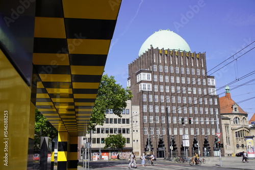 The Anzeigerhochhaus (advertising tower) with its copper-clad dome was built in 1928. Architect: Fritz Höger. One of Germany's first skyscrapers. Hanover, Germany.