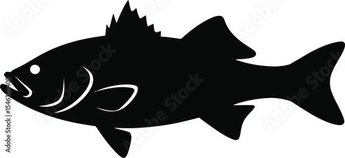 Black silhouette of a largemouth bass fish icon