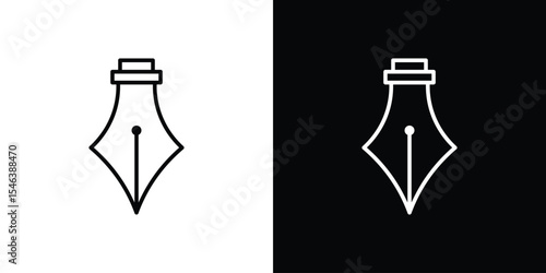 Fountain pen icon in black. flat graphic vector icon