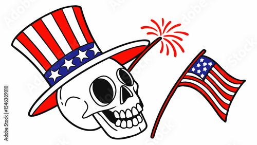 Patriotic Skull AI-Generated Fourth of July Illustration