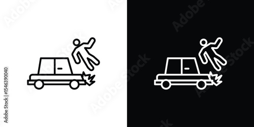 Frontal crash icon in black. flat graphic vector icon