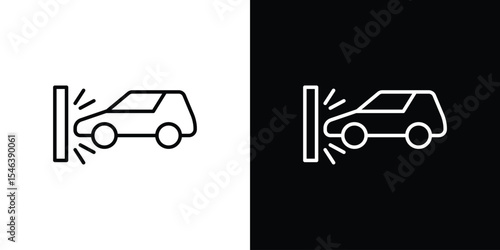 Frontal crash icon in black. flat graphic vector icon