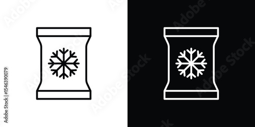 Frozen food bag icon in black. flat graphic vector icon