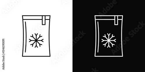 Frozen food bag icon in black. flat graphic vector icon