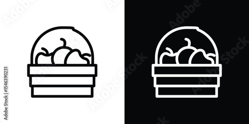 Fruit basket icon in black. flat graphic vector icon