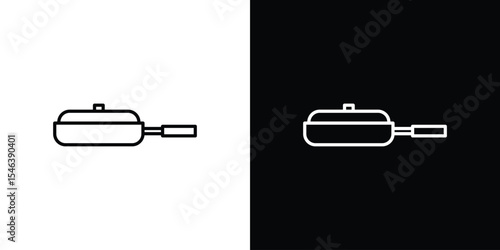 Frying pan icon in black. flat graphic vector icon