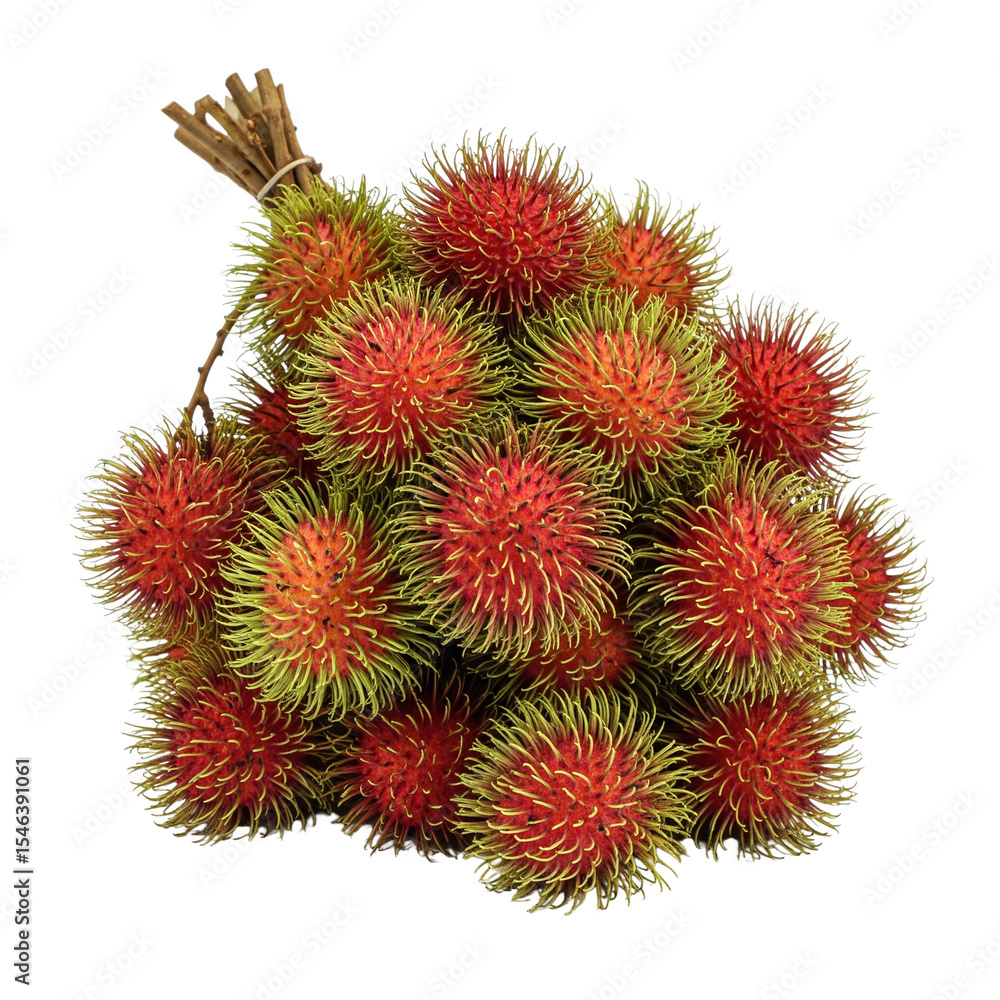 Bunch of Red and Green Rambutan Fruits on Transparent Background Bunch of Red and Green Rambutan Fruits on Transparent Background