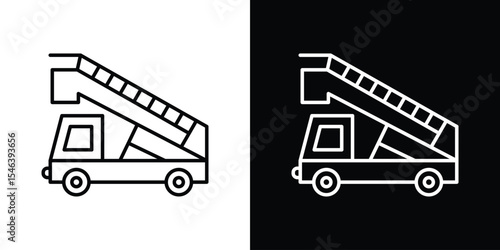 Gangway truck icon in black. flat graphic vector icon