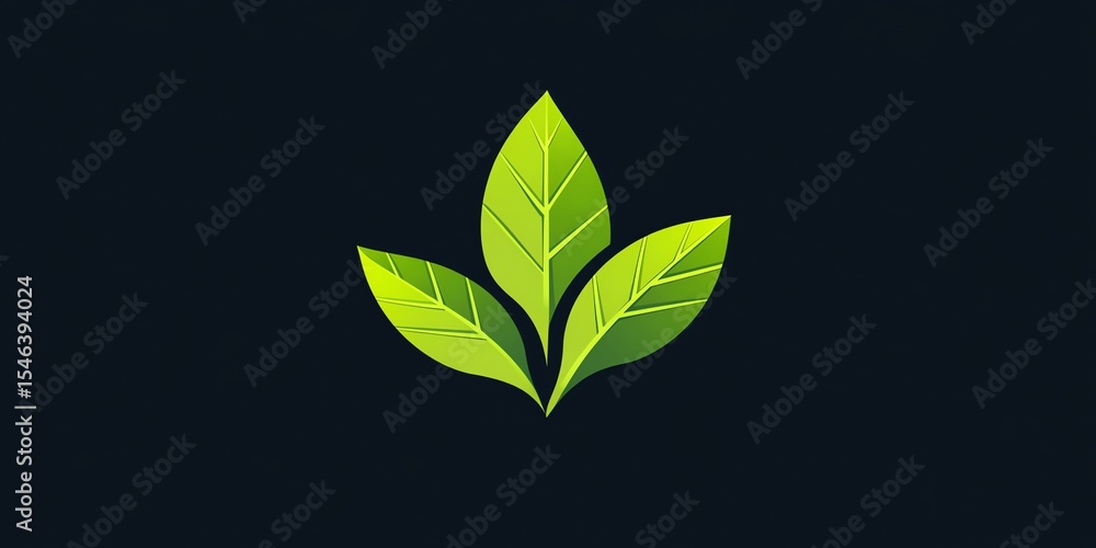 A set of lush green leaves symbolizing growth and nature set against a dark backdrop. Ideal for eco-friendly design projects and nature themes. A set of lush green leaves symbolizing growth and nature set against a dark backdrop. Ideal for eco-friendly design projects and nature themes.