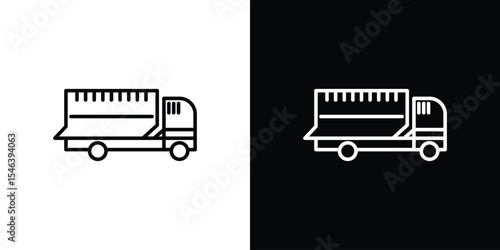 Garbage truck icon in black. flat graphic vector icon