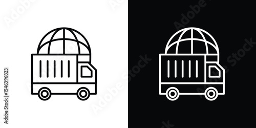 Global Logistic icon in black. flat graphic vector icon