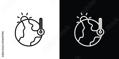 Global warming icon in black. flat graphic vector icon