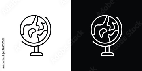 Globe icon in black. flat graphic vector icon