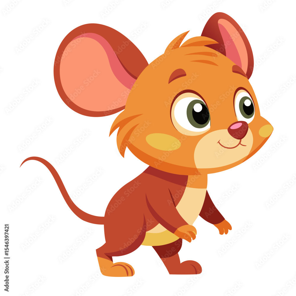 Obraz premium Cartoon mouse vector illustration, cute rodent character design for children's books and animation projects
