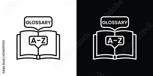 Glossary icon in black. flat graphic vector icon