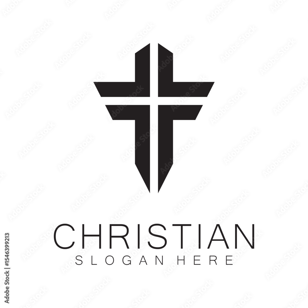 Fototapeta premium Christian Church logo creative Cross design vector