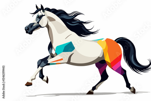 Colorful Geometric Horse Illustration-Modern Abstract Horse Art-Unique Horse Design-Running Horse Graphic-Creative Horse Artwork-Animal Illustration-Horse Lovers Gift