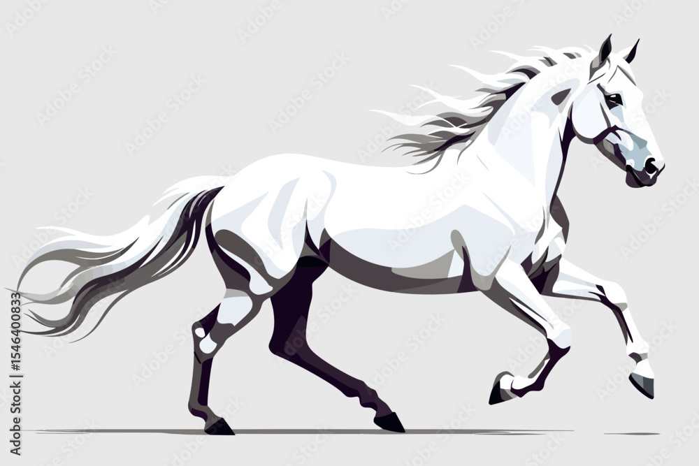 Majestic White Horse Illustration-Galloping Stallion Vector-Elegant Equine Art-Digital Artwork of a Beautiful Horse in Motion-Perfect for Horse Lovers-Artistic Graphic Design Majestic White Horse Illustration-Galloping Stallion Vector-Elegant Equine Art-Digital Artwork of a Beautiful Horse in Motion-Perfect for Horse Lovers-Artistic Graphic Design