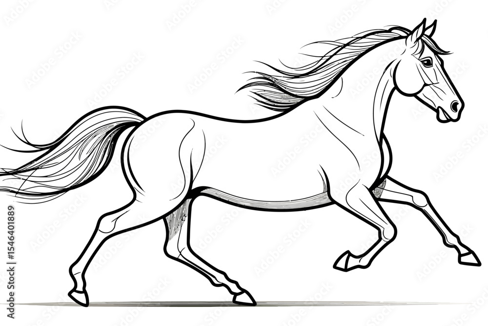 Running Horse Outline - Vector Illustration of a Majestic Animal in Motion - Perfect for Coloring Books and Design Projects - Horse Clip Art Image Running Horse Outline - Vector Illustration of a Majestic Animal in Motion - Perfect for Coloring Books and Design Projects - Horse Clip Art Image