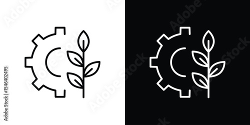 Green technology icon in black. flat graphic vector icon
