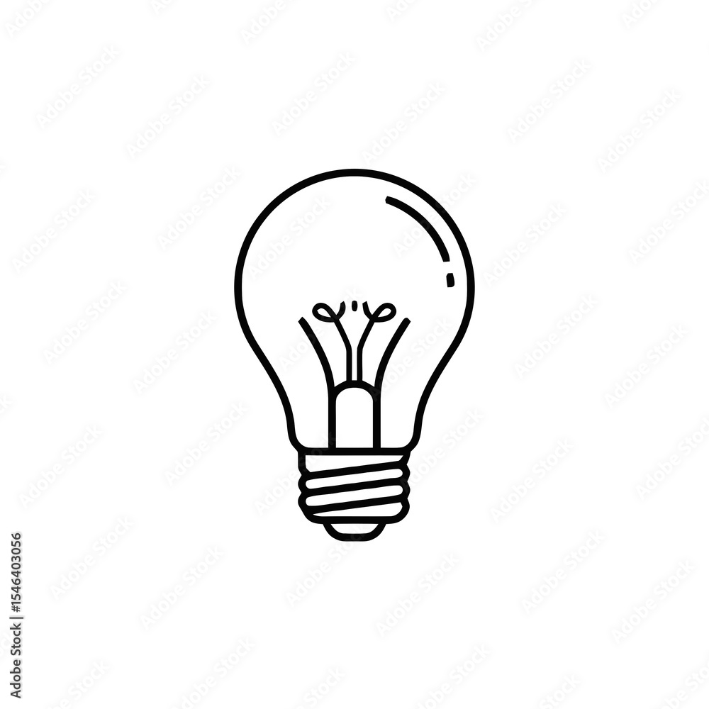 Light bulb illustration in minimalist line art style Light bulb illustration in minimalist line art style
