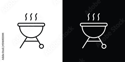 Grill icon in black. flat graphic vector icon