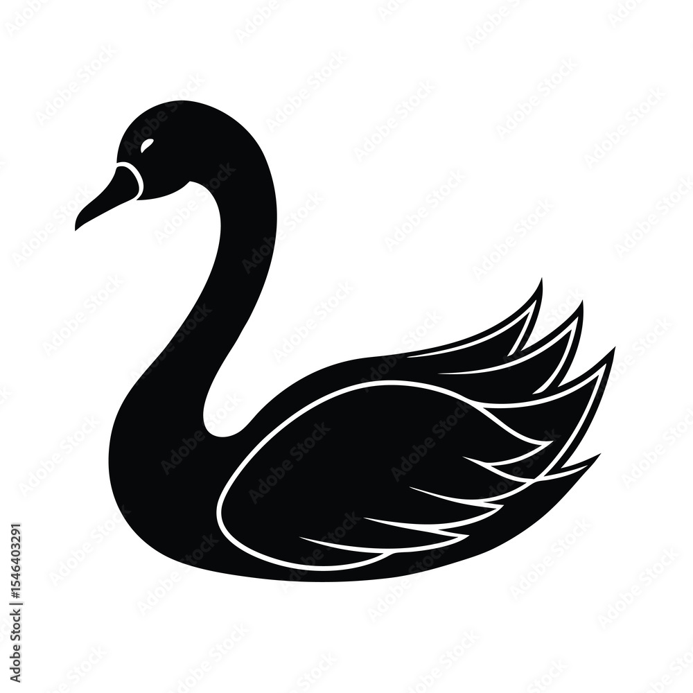 Fototapeta premium elegant black swan vector illustration silhouette