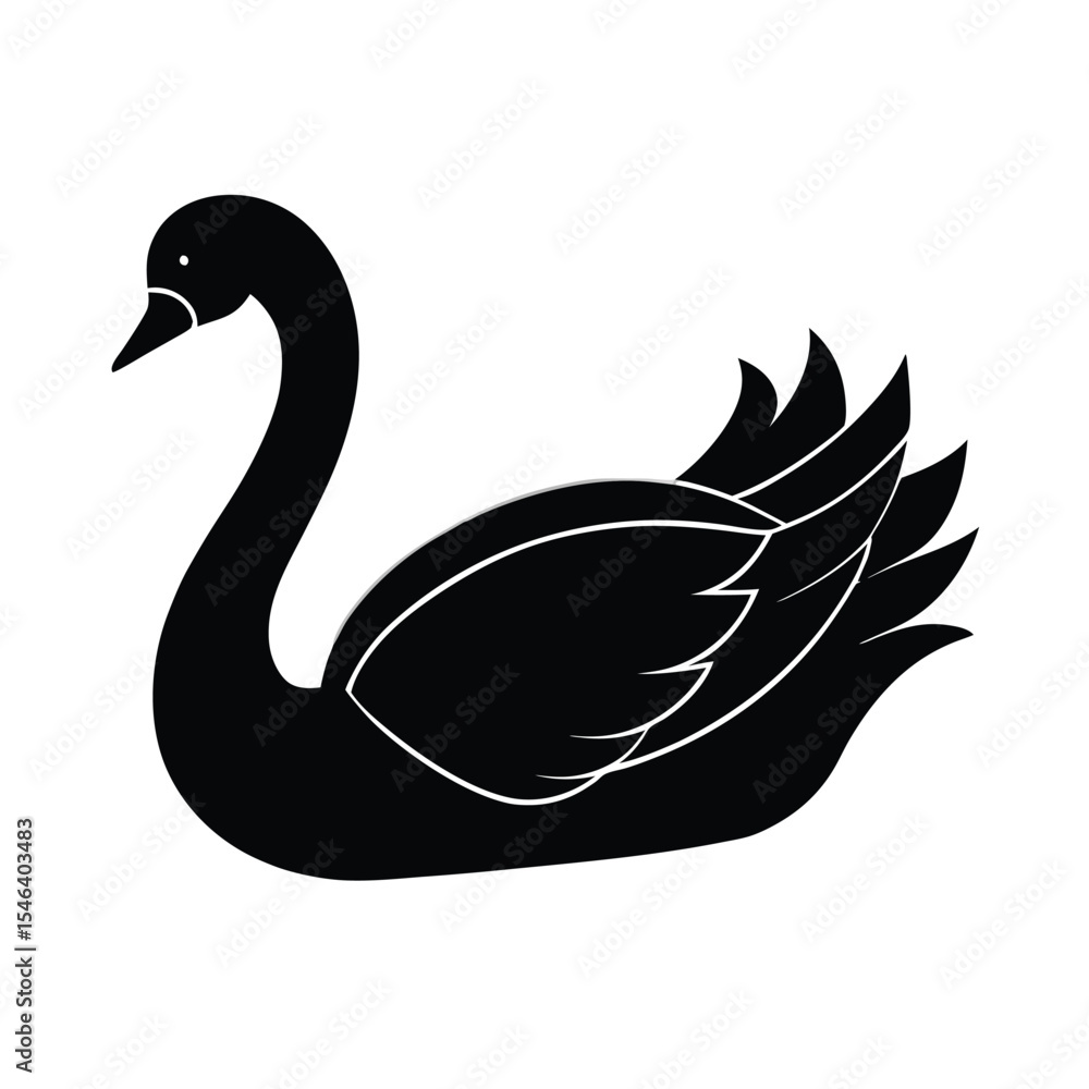 Fototapeta premium elegant black swan vector illustration
