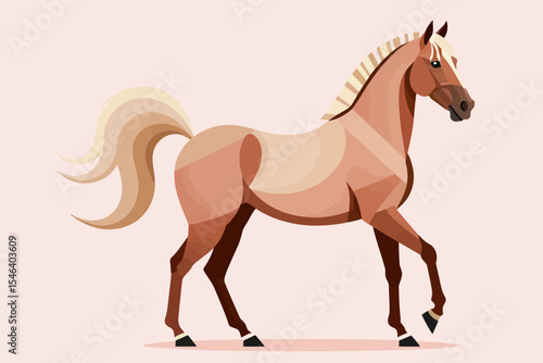 Elegant Light Brown Horse Illustration-Beautiful Horse Design-Equine Art for Home Decor-Stylized Horse Image for Print-Horse Vector Illustration